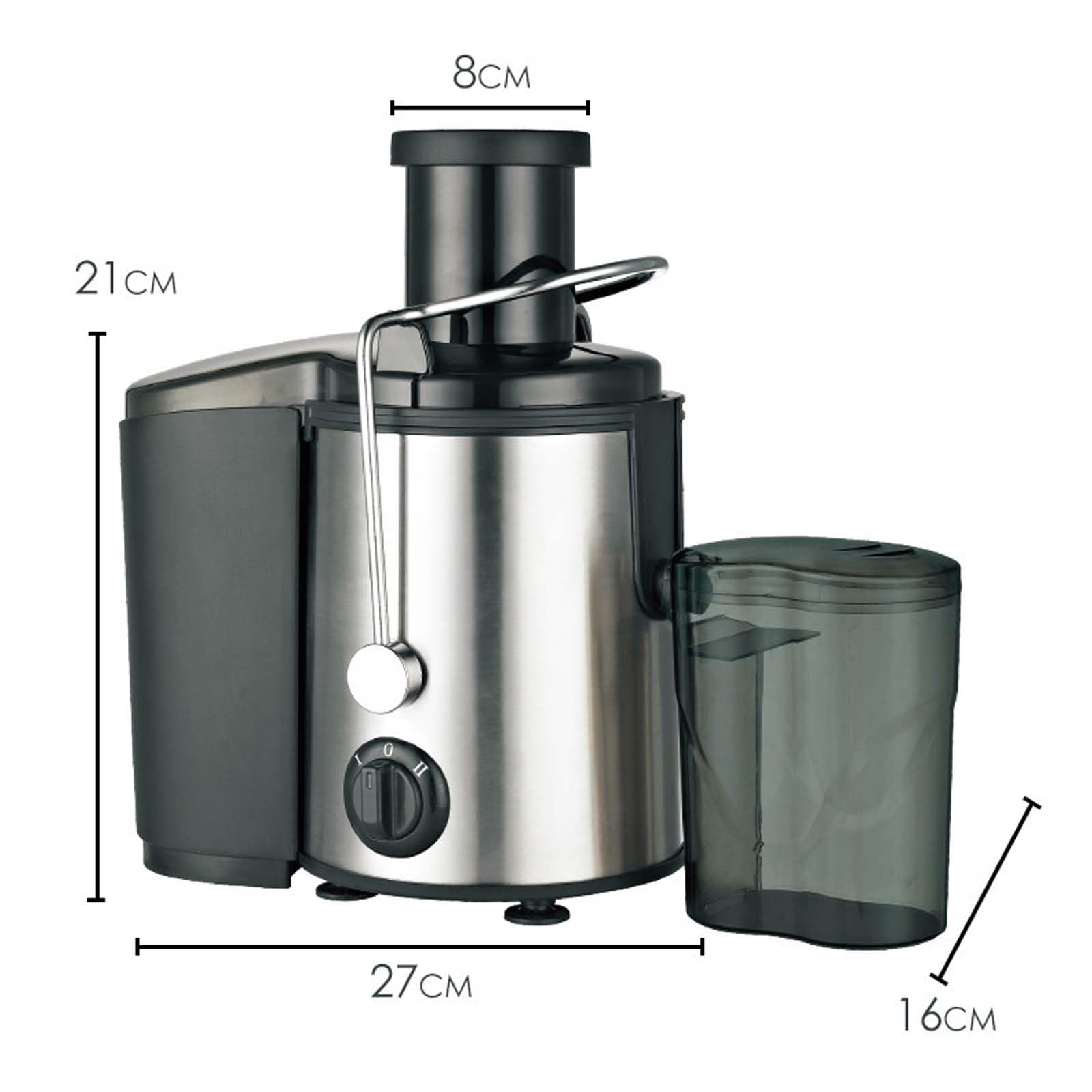 Estrattore di succo centrifugo da 800 W, macchina per la produzione di succhi, estrattore di frutta e verdura a 2 velocità, separatore di residui di succo, macchina per succhi completamente automati