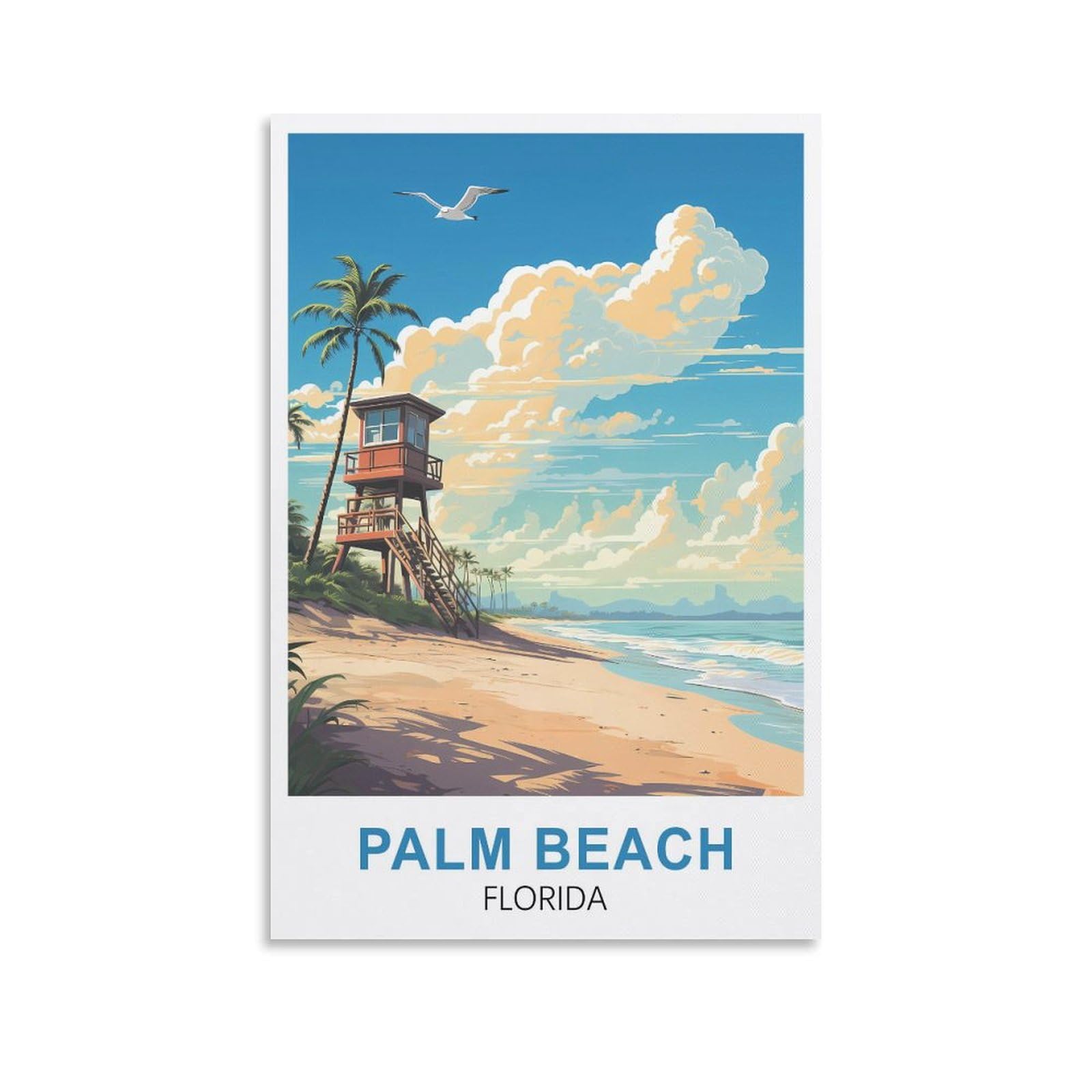 EZMLFA 5D Diamond Art Kits Adults,Palm Beach Floridas,Round Dots Diamond DIY Kits Pictures for Wall Decor Home Office Decoration 30x40cm
