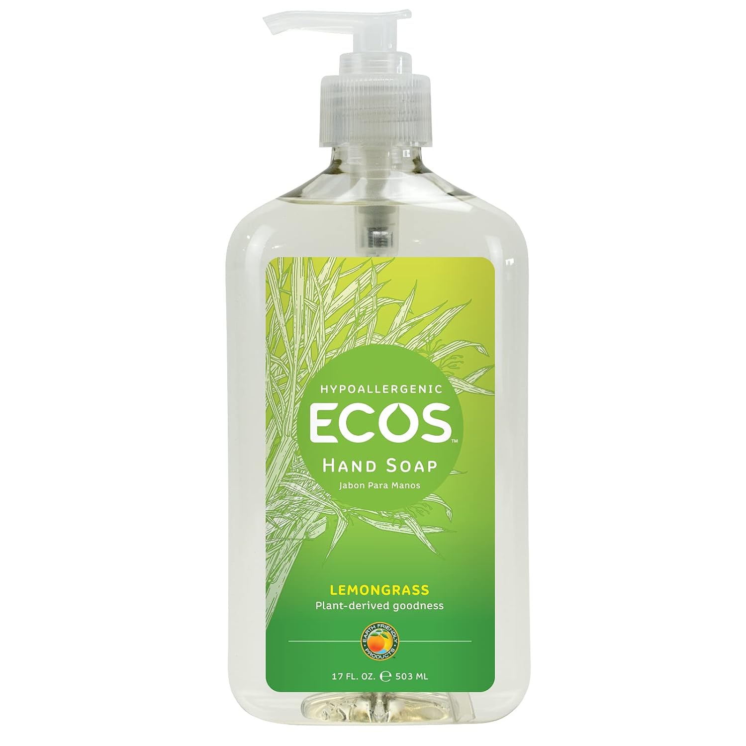 Earth Friendly Soap Hand Liquid Lemongrass, 17 oz