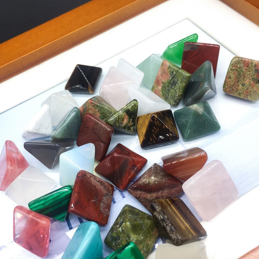 Chakra Pyramid Natural Stone Crystal Healing Spirituality Tumbled Palm Stone Meditation (7pcs Mixed Color)