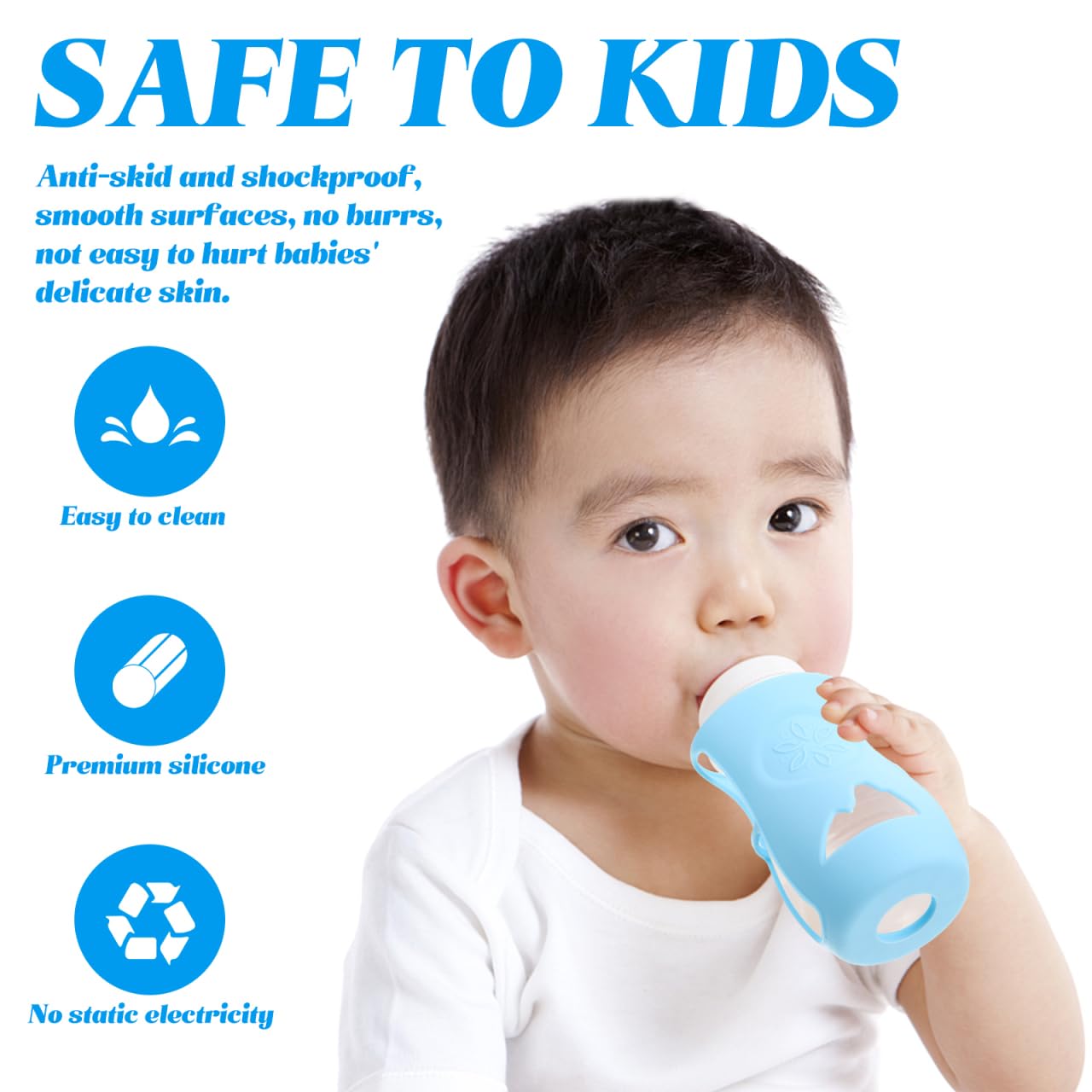 4 fundas anticaídas para biberones, protección de alimentación para botellas de leche, cubierta y antideslizante para beber de forma segura, adecuada para diferentes tamaños de