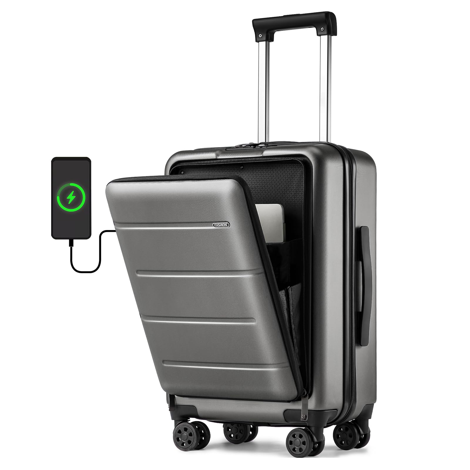 YUNASAY Carry on Luggage with Front Compartment, 20” Hard Shell ...