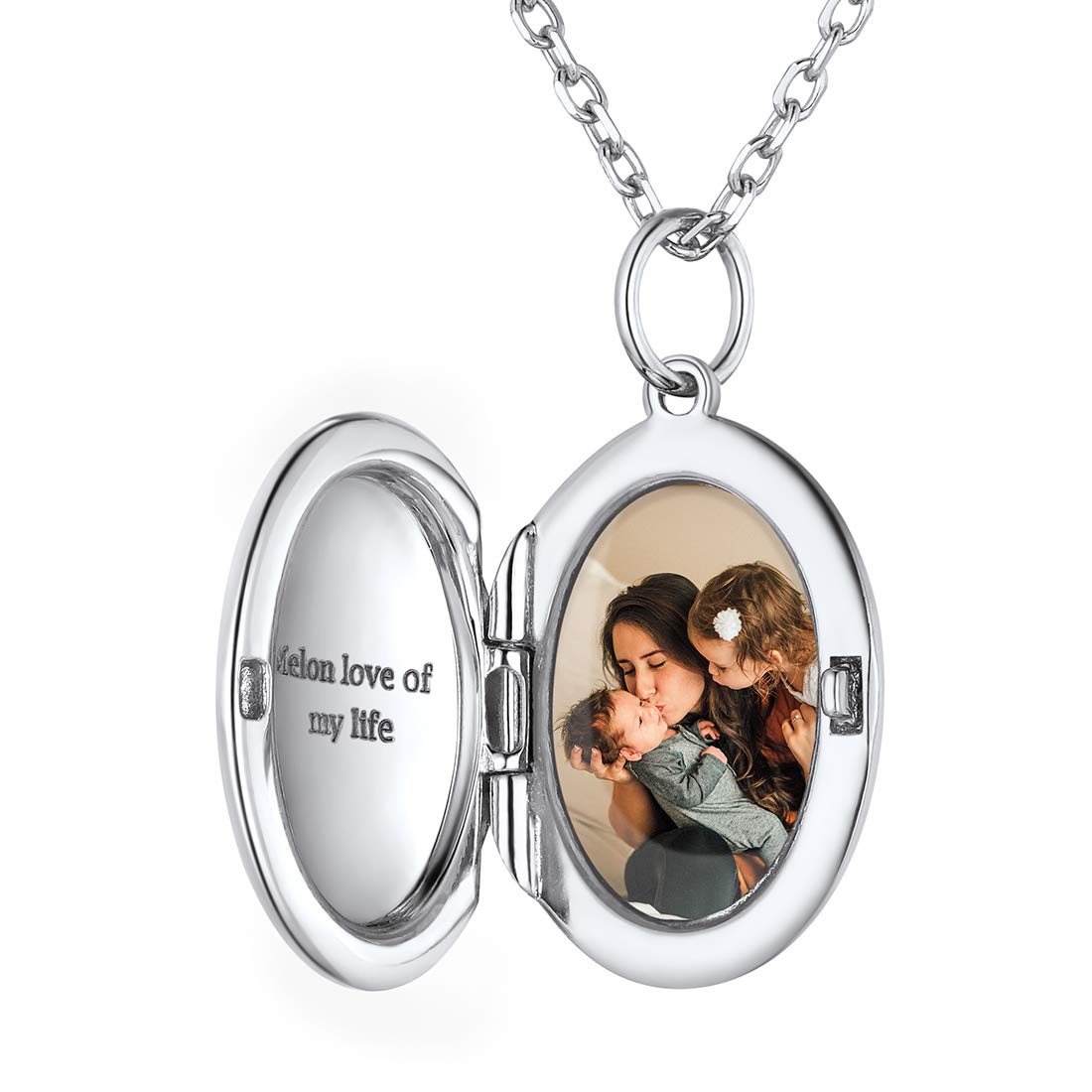 ChicSilver Damen 925 Sterling Silber Halskette Personalisiert Medaillon für Mädchen, Damen Medaillon zum öffnen für Bilder, Frauen Rund/Oval Medaillons für Bild Amulett Schmuck für Freundin Ehefrau