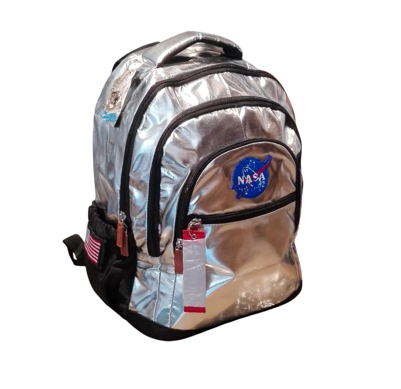 PRESTIGE & DELUXE Nasa runder Schulrucksack für Kinder, Jungen, Grundschule – 3 Fächer mit Reißverschluss + 7 löschbare Stifte und Schlüsselanhänger Pfeife