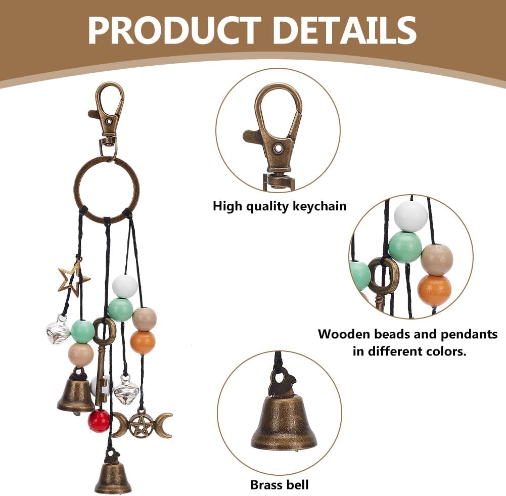 FREEBLOSS 4 Set 50+pcs DIY Witch Keychain Kit Wind Chimes Witch Bells image 3
