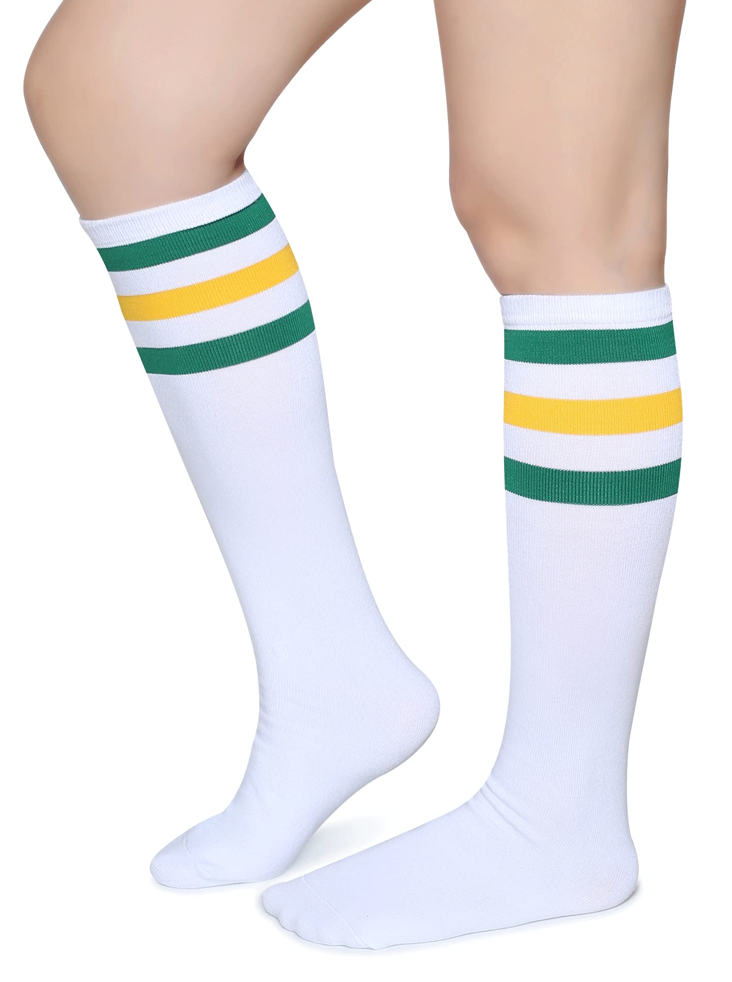 PareberryTriple Stripes Soft Cotton Knee High Tube Socks for Men and Women