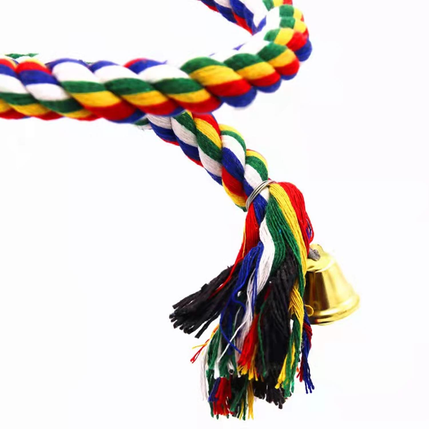 1,5 M Langes Spiralförmiges Baumwollseil Für Vögel – Mit Glocke, Biegsam & Sicher Als Kletter- Und Spielzeug Für Papageien, Wellensittiche Uvm.