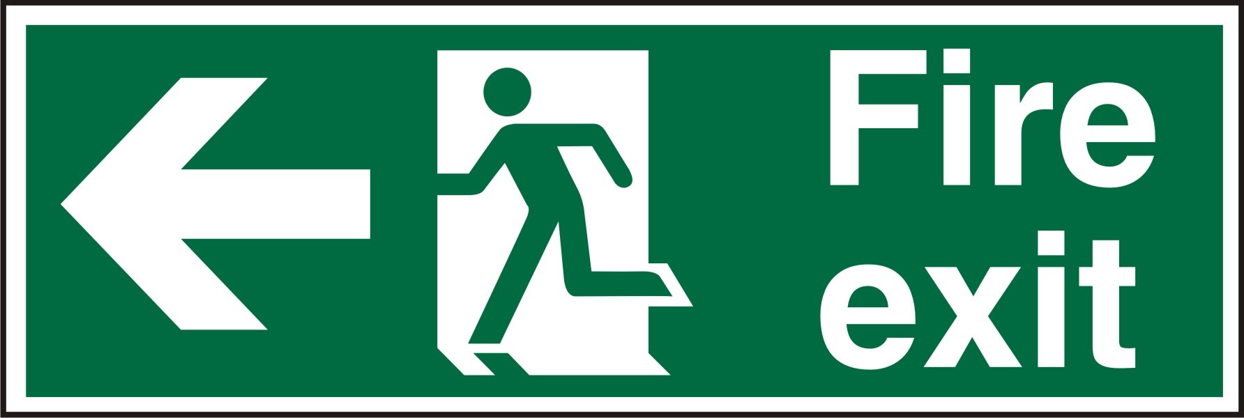 Fire Exit Sign Left Arrow Adhesive Acrylic 10 x 30 cm