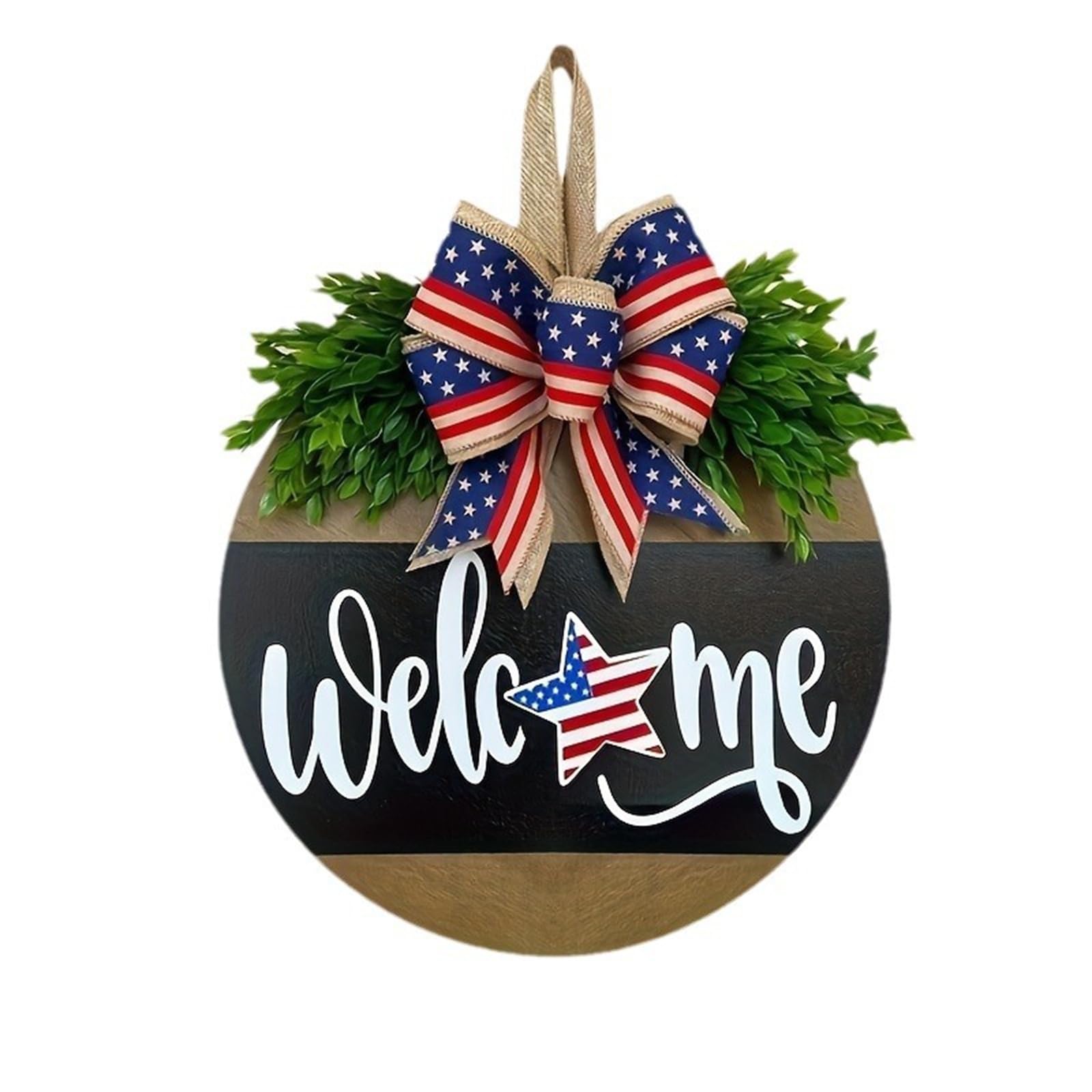 Buxuaaaa 4th of Julys Patriotics Welcome Sign Wooden Hangings Sign Door Wall Decorations Independences Day Memorials Day Wreath Memorials Front Door Decorations