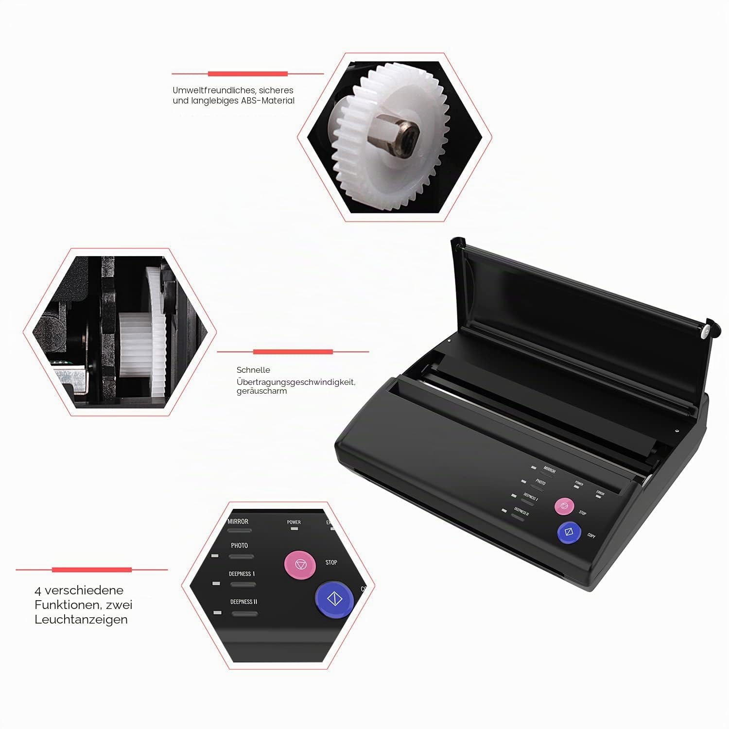 TATELF Stencil Drucker Tattoo Thermodrucker A4 Tattoo Stencil Transfer Maschine Thermal Printer, Professionelle Thermodrucker Printer Kopierer für DIY A4 Papier