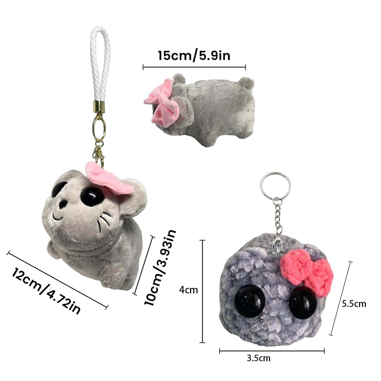 Portachiavi Peluche Criceto Kawaii - Morbido Giocattolo Imbottito Da 10cm - Regalo Simpatico Per Ragazze E Bambini