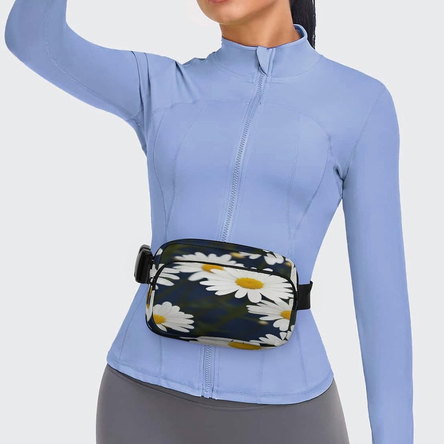 Flowers Daisy Fanny Pack Belt Bag with Adjustable Strap Fashion Waist Bag for Outdoor Sports Hiking