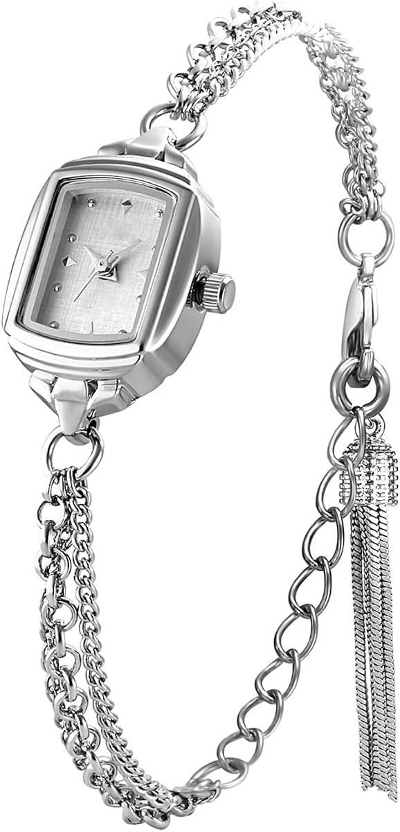 Womens Dainty Rectangle Ultra Thin Waterproof Quartz Watch Ladies Dress Elegant Analog Bracelet Watch