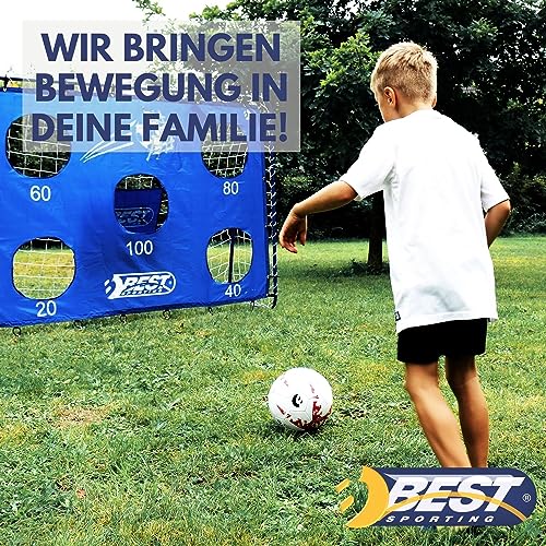BEST SPORTING Barfuß Fußball Glow in The Dark I Leichter Ball Größe 5 I schwarz-Blauer Sportball I leuchtender Kickball I Kinder Spielball aus PVC I Strandball für Drinnen & Draußen