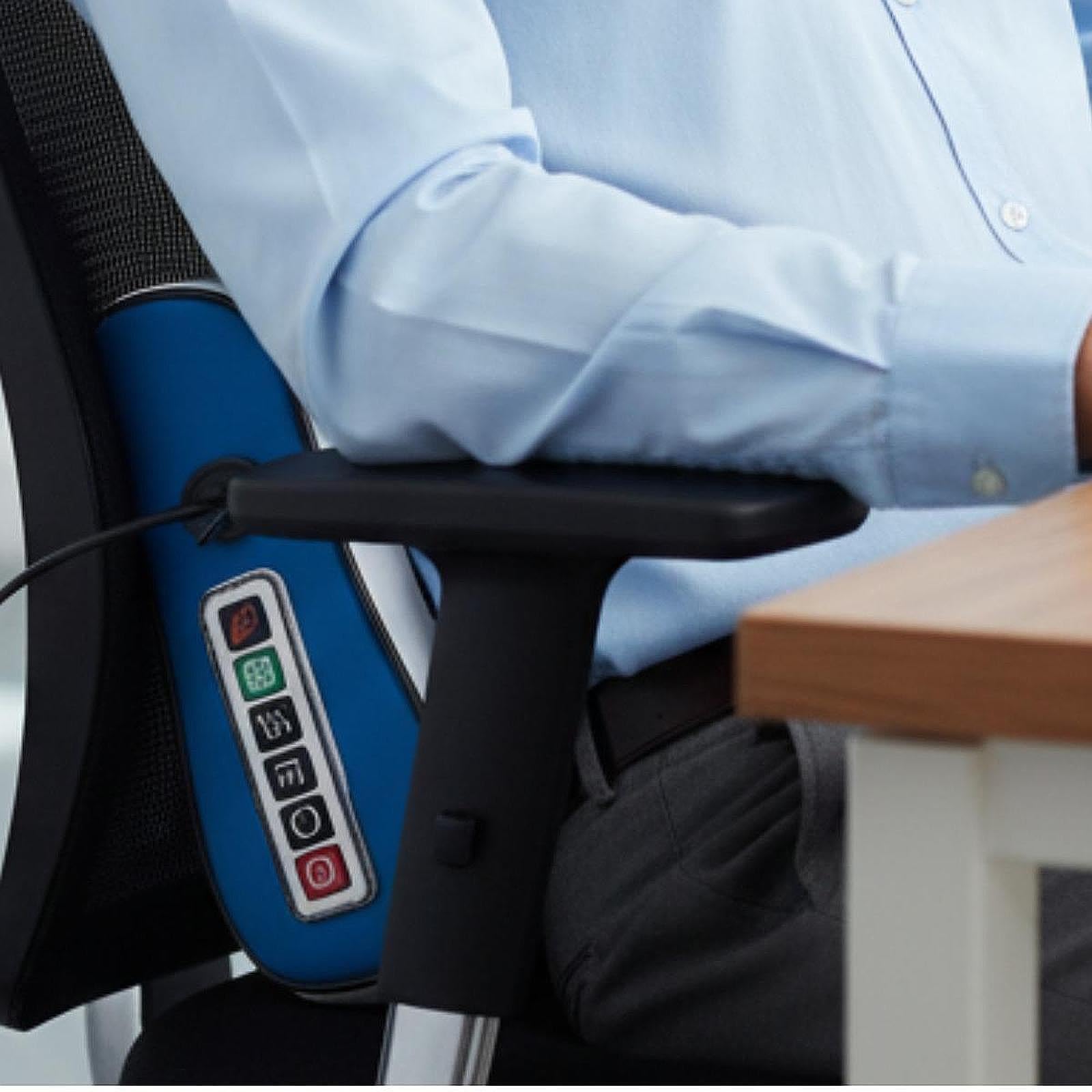 Almohada de Masaje Cervical para Apoyo del Cuello con Función de Amasado Eléctrico y Panel Inteligente de Seis Botones Material Resistente Fácil de, Azul, tal como se describe