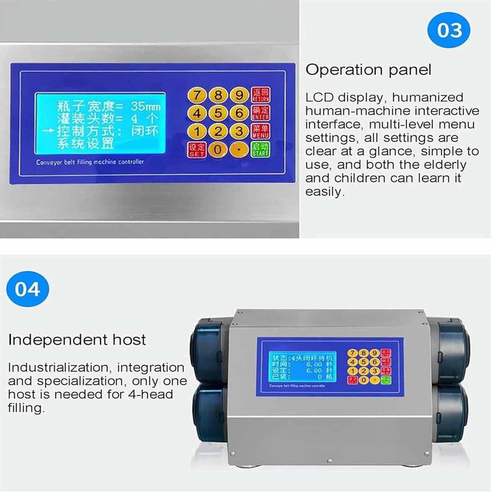Riempitrice Automatica Liquidi a 4 Teste,150 W,Riempitrice per Bottiglie 10-500 Ml con Nastro Trasportatore, velocità Regolabile per Vino/Bevande/Cosmetici, Mini Linea Produzione,4H1200