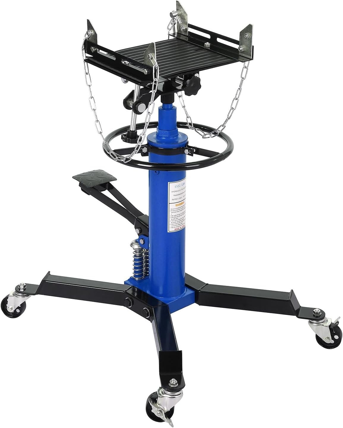 Transmission Jack Lift - Adjustable Height, 1322 Lbs Load Capacity, 2 Stage Adjustable Telescoping Hydraulic High Lift Jack Easy to Move, 33.8''-72.8'' Range, Ideal for Garage/Workshop Use