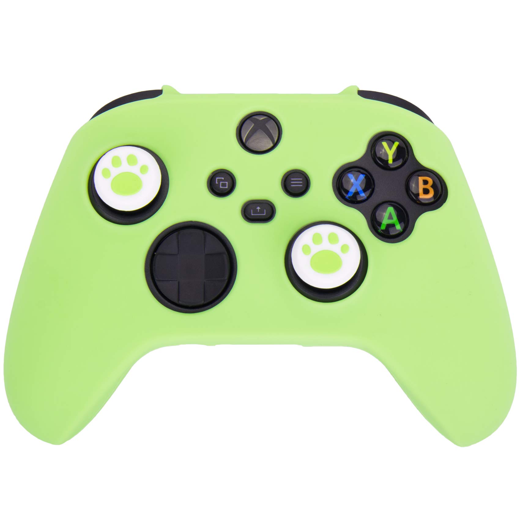 MXRC Silicone Rubber Cover Skin Case x 1 Anti-Slip Customize for Xbox Series X/S Controller x 1(Apple Green) + Cat Paw Thumb Grips x 2-image-43