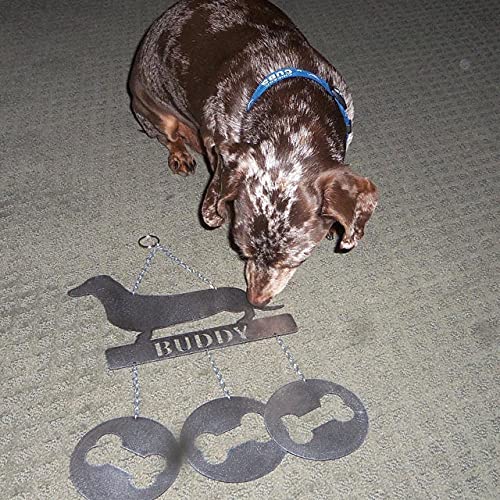 Kakeii Dachshund Wind Chimes for Outside Hanging Outdoor Decor, Bird Dog Metal Wind Chimes with 4 Metal Tubes, Handworks Windchime for Garden Yard Patio Lawn Decorations (Dachshund)