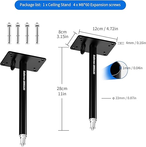 Miniatura 6 de Selens Soporte de techo para cámara de estudio fotográfico de 11 pulgadas, brazo de brazo de montaje en pared para luz de video de estudio
