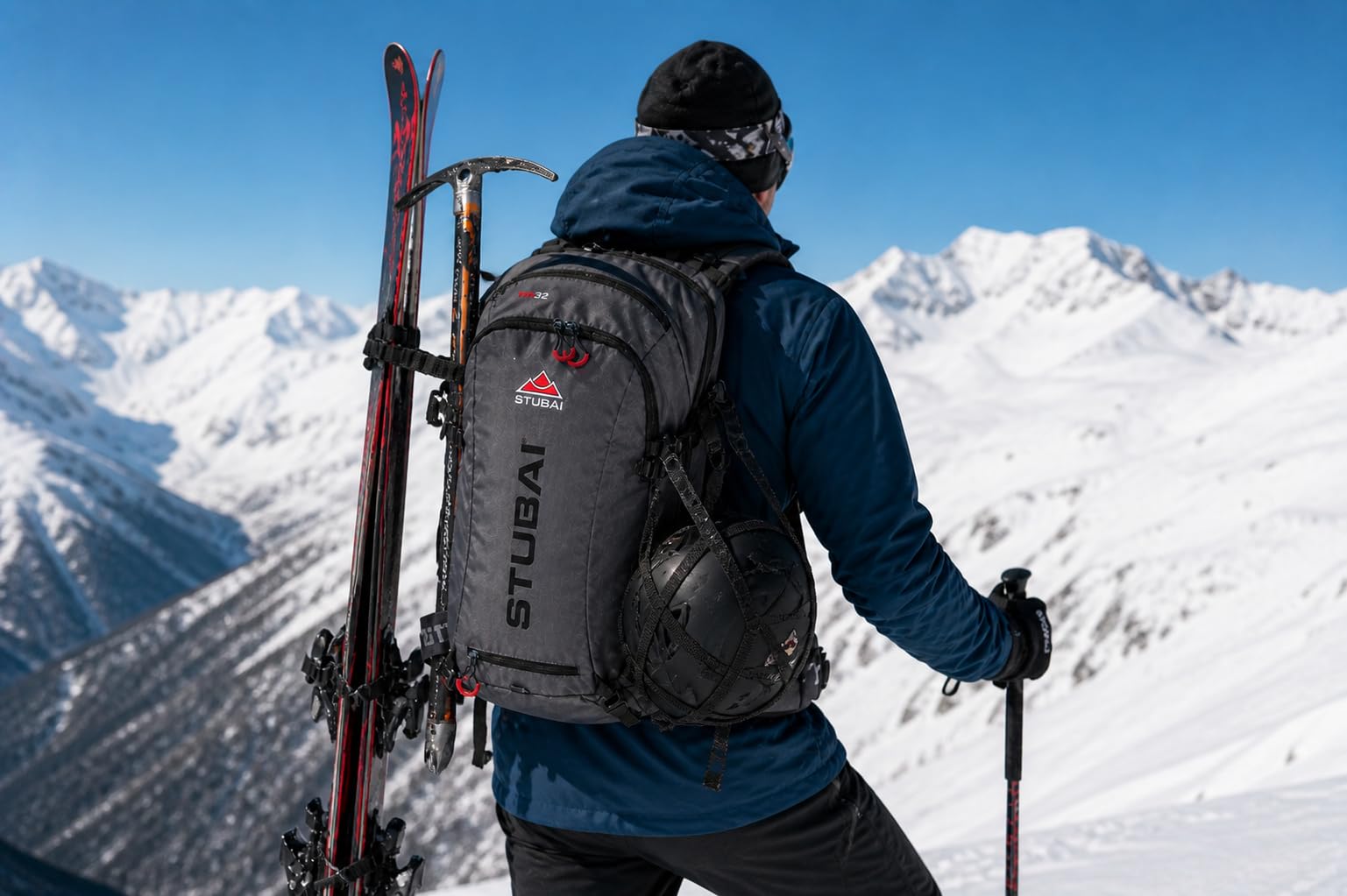 STUBAI Sac à dos ski de randonnée THIRTY 3.0 | 32 L | 1,2 kg | porte-skis/snowboard/casque/piolet | poche sécurité & lunettes | compatible système d’hydratation | Mod. 9507