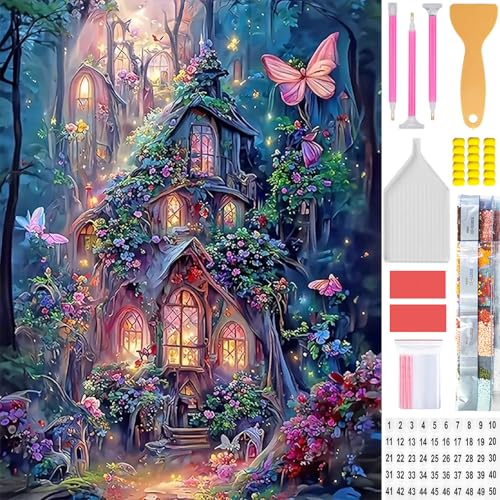 Amyaker ダイヤモンドアート キット 四角いビーズ 全面 ダイアモンドビーズ絵画キット 日本語キャンバス DIY 手作り絵画 手芸キット モザイクアート 5D モザイクアート ダイヤモンド塗装 全面貼り付けタイプ 30x40cm ドリームハウス