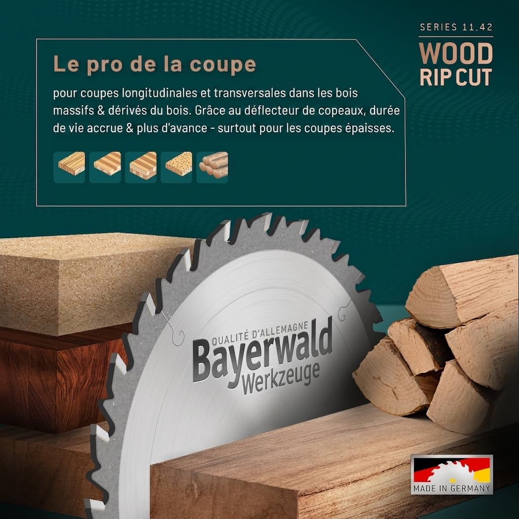 Bayerwald - Lame de scie circulaire carbure - Ø 600 mm x 4,2 mm x 30 mm | Denture alternée (54 dents) | Découpes grossières et rapides - Bois de chauffage & Dérivés du bois | Trous secondaires 2/7