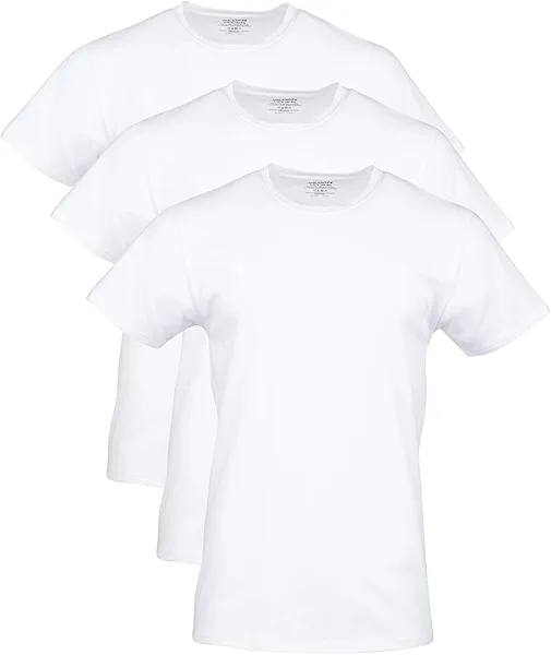 Gildan Men's Cotton Stretch T-Shirts, Multipack, Artic White (Crew 3-Pack), Large