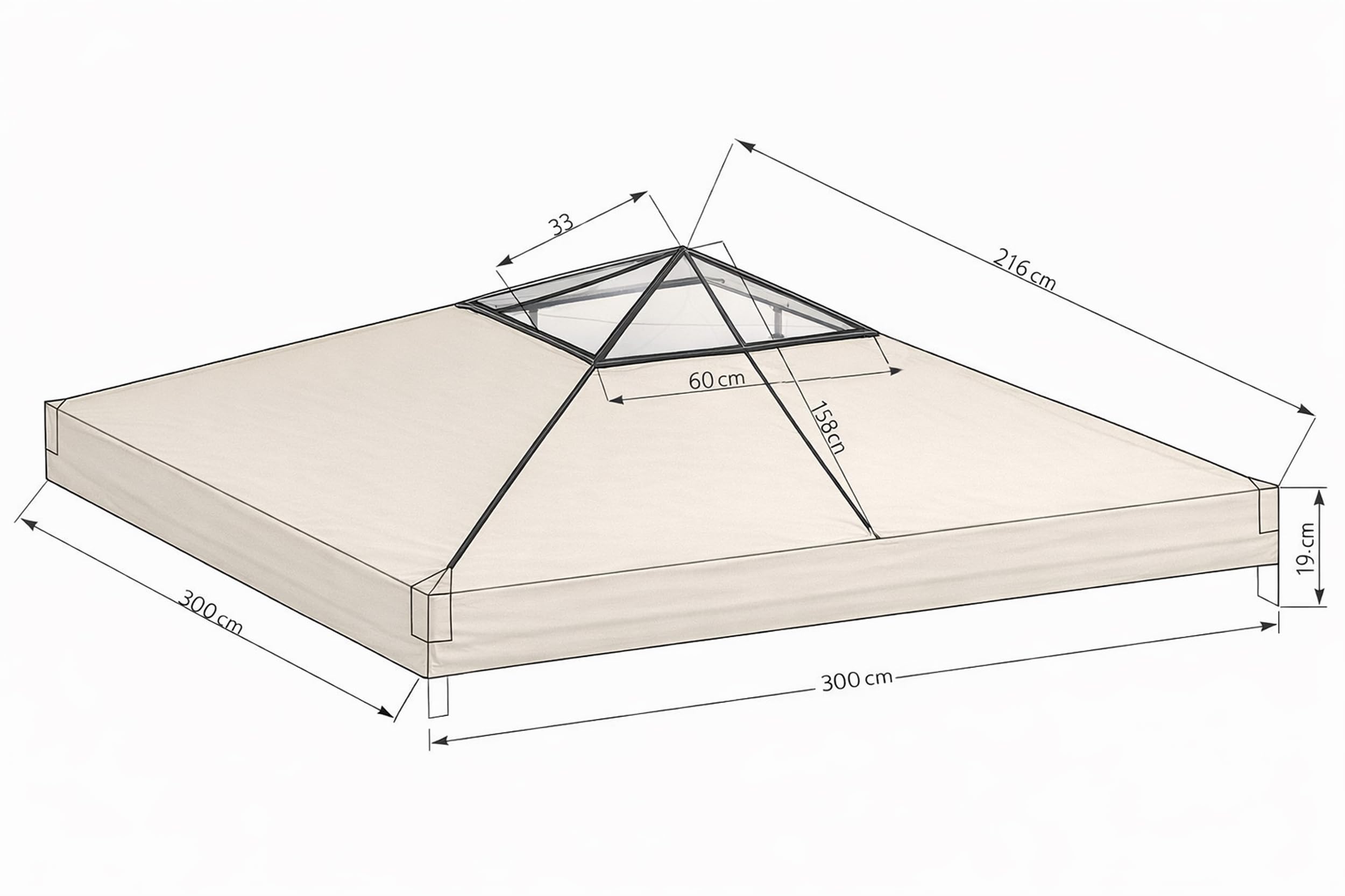 QUICK STAR Ersatzdach 3x3m Clear TOP Pavillondach Sand
