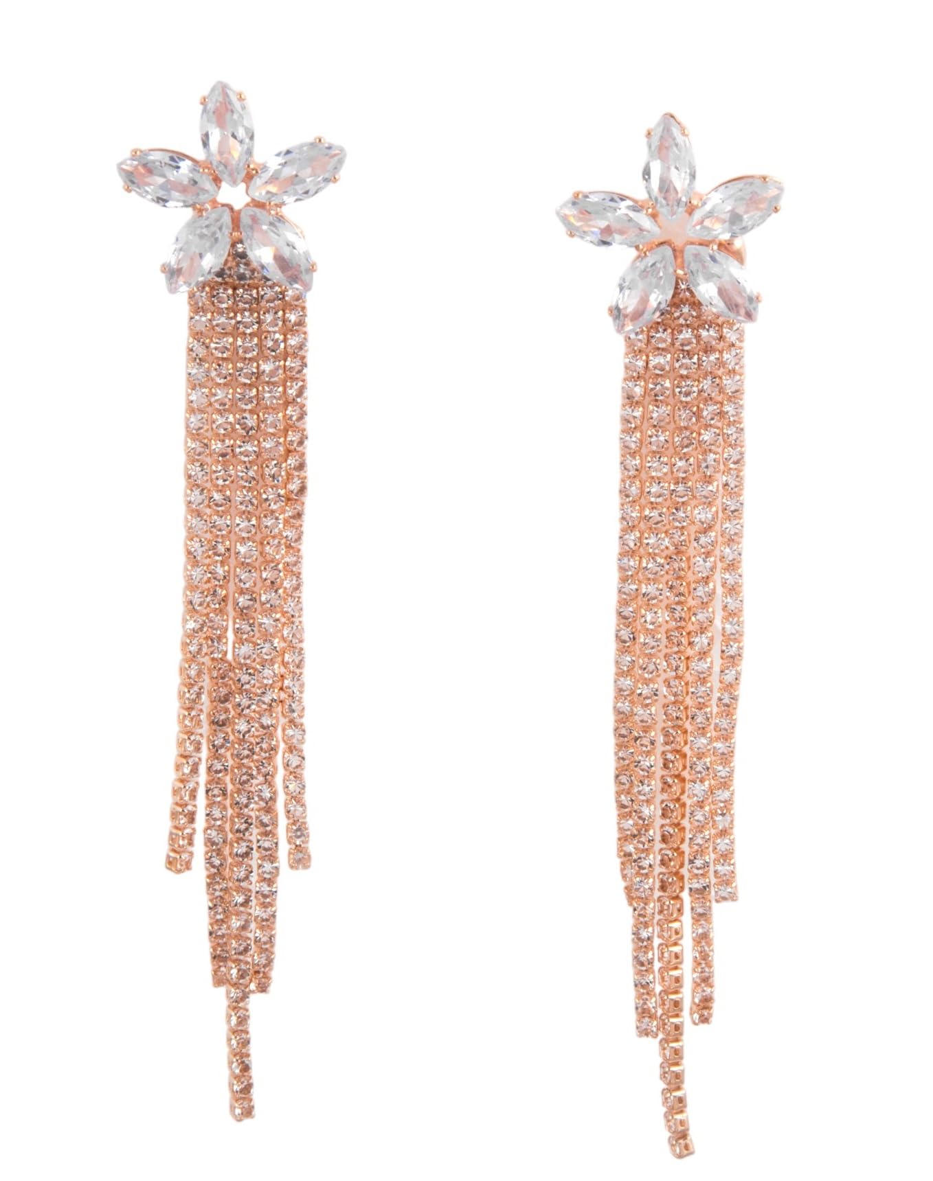 Anxvi Rose Gold Plated AD Western Cocktail Style Long Dangle Earrings For Girls & Women (B0CRWF6Y3Z) Amazon Price History, Amazon Price Tracker