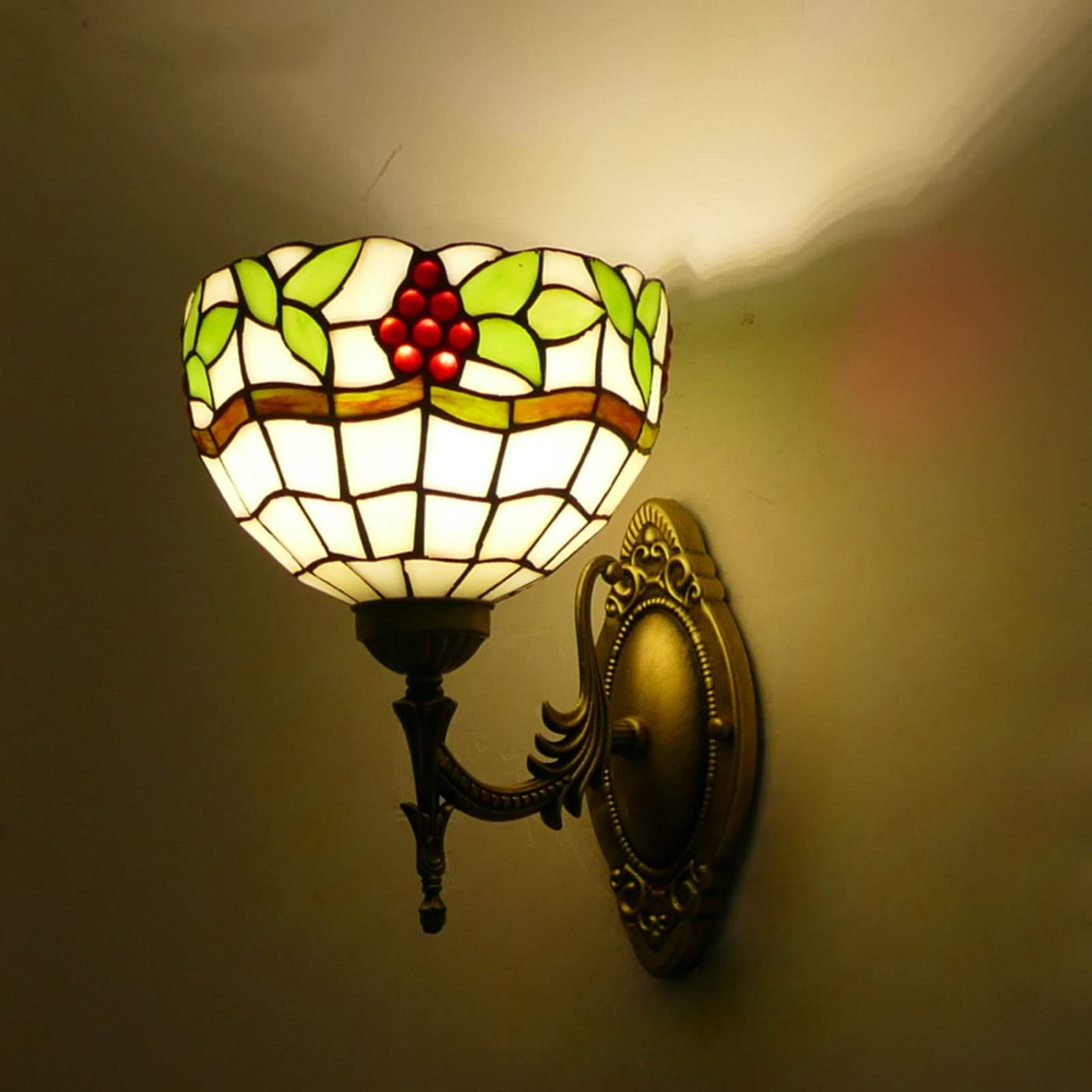 Witrażowy kinkiet ścienny unikalny design tradycyjne rzemiosło dekoracyjna lampa schodowa oprawa oświetleniowa do sypialni hotelu (kolor: F) (brąz) (d jeden rozmiar)