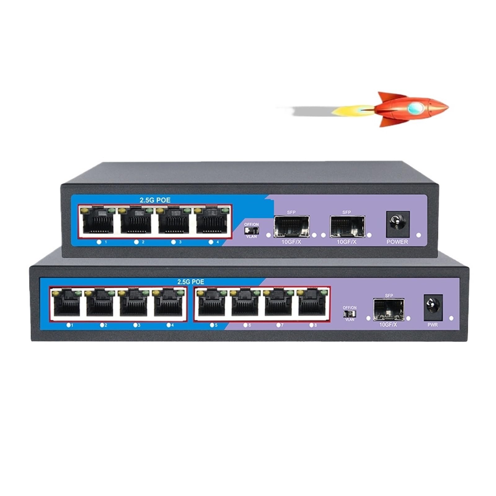Switch Ethernet PoE 2.5G di rete a 4 porte e 8,Flessibile(8 POE)