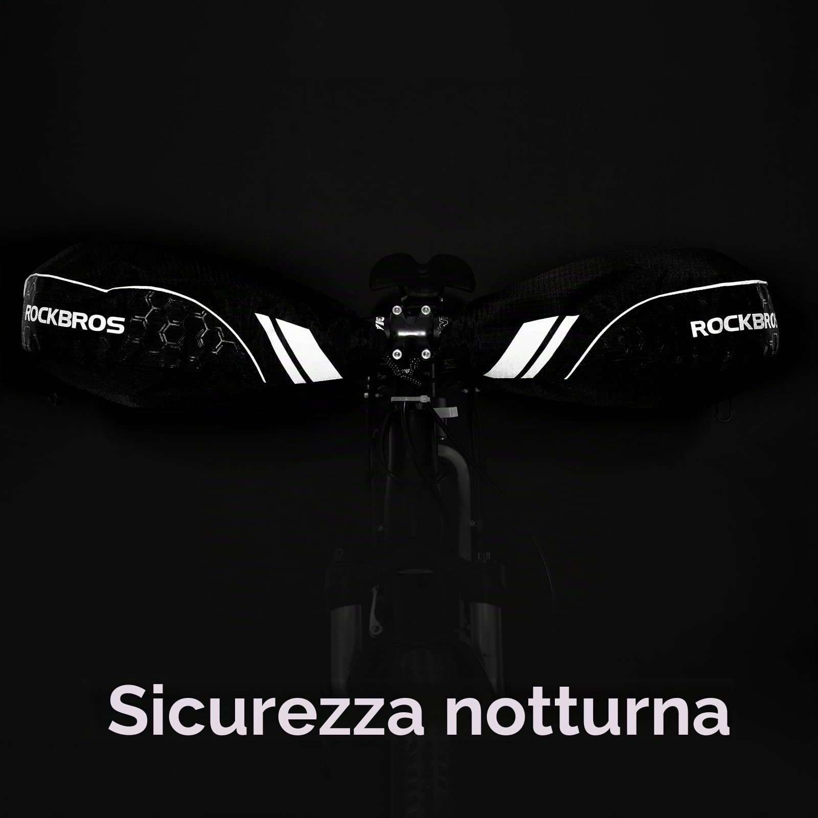 ROCKBROS Guanti Manubri Invernali Termici, Guanti per Manubrio Dritto Bici Moto Ebike Scooter, Foderato Impermeabile Antivento Idrorepellente Riflettente