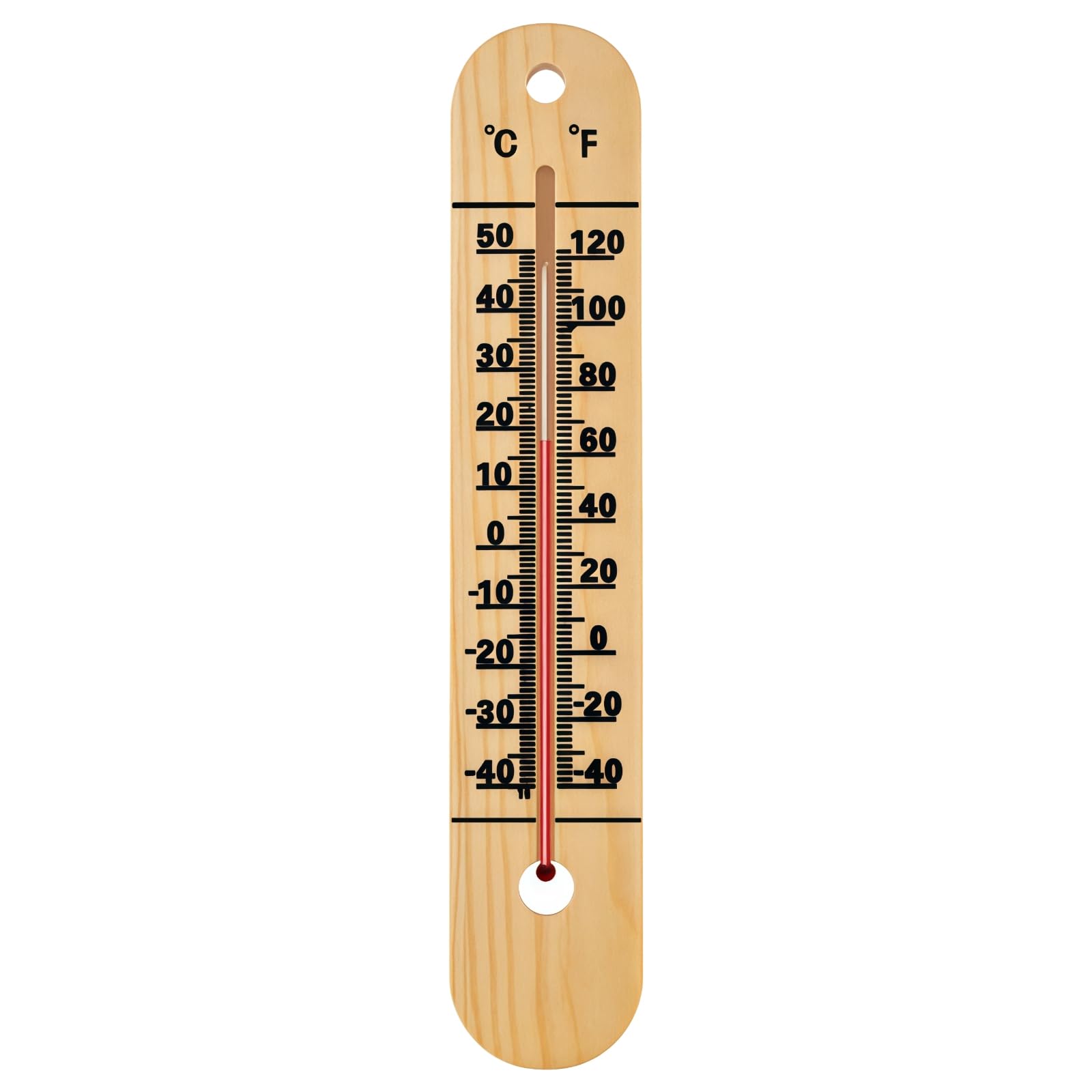 Large Wooden Thermometer for Outdoor Use, Waterproof Design, Celsius and Fahrenheit Dual Scale, 10.5 Inch Wall-Mountable Thermometer for Home and Garden Decor