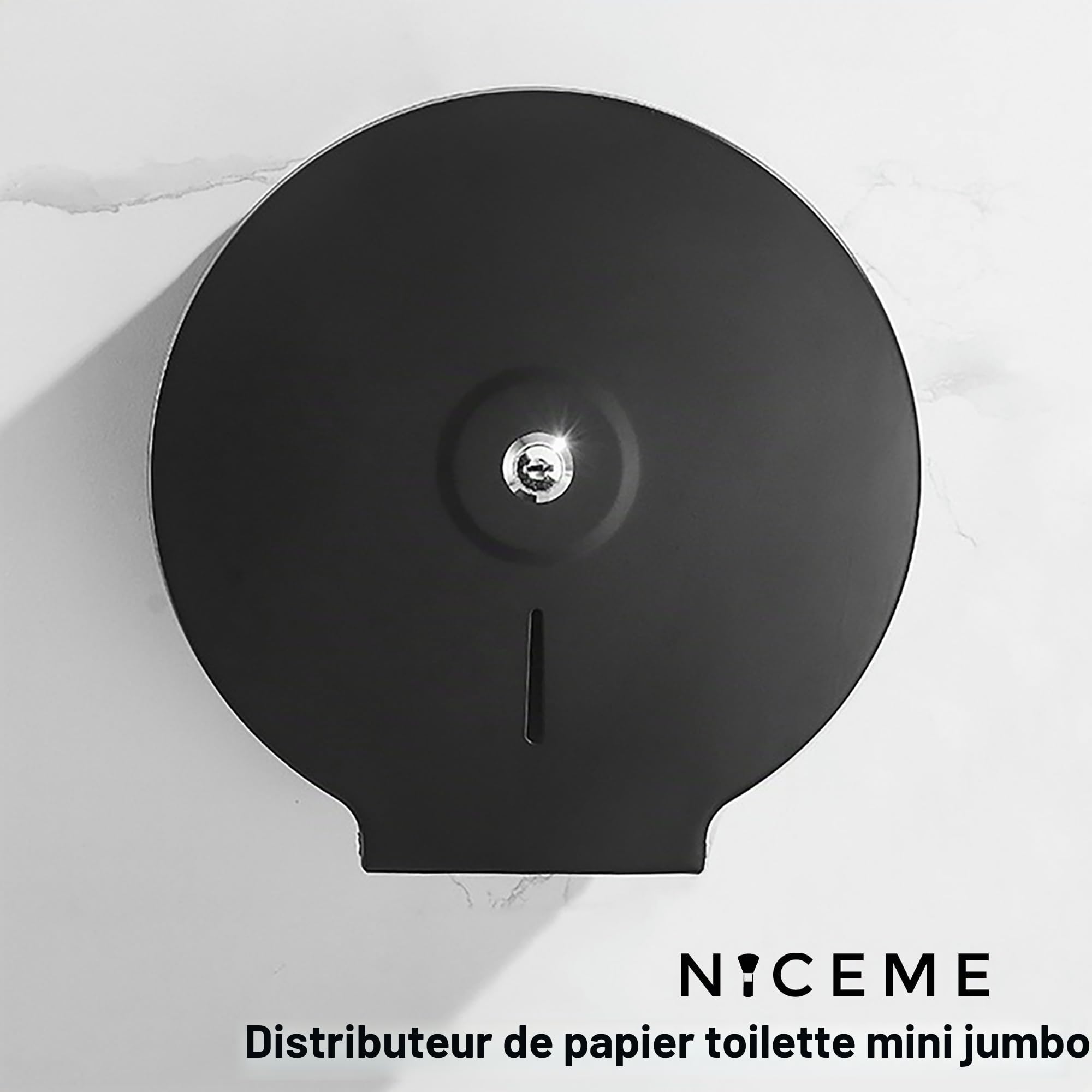 NICEME Distributeur de Serviettes en Papier - Distributeur de Serviettes en Acier Inoxydable verrouillable - Porte-Papier Toilette Professionnels - Diamètre 255mm Broche 40mm - Noir