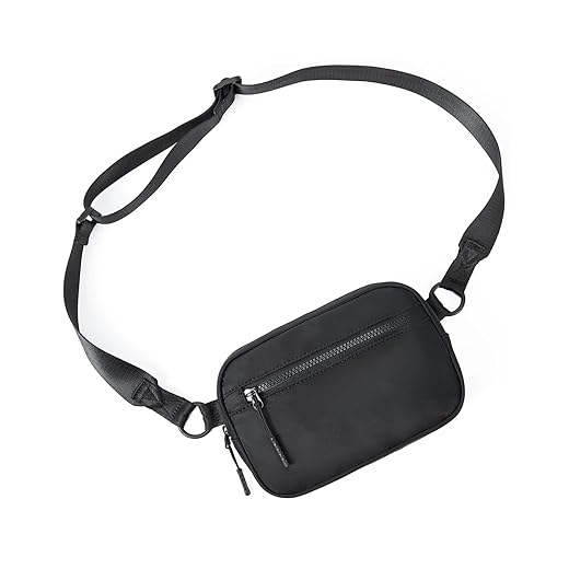 CHOLISS Small Crossbody Bags for Women and Man, Nylon Cross Body Bag, Travel Crossbody Purse for Women with Adjustable Strap for Workout Traveling Running Black