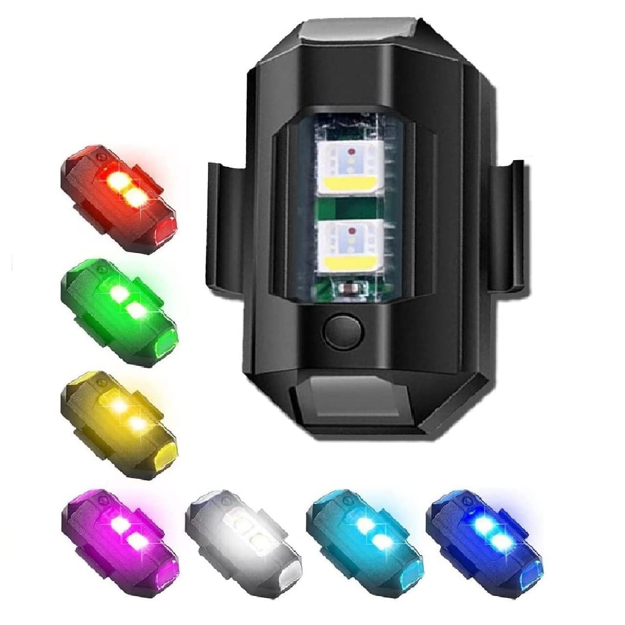 WBD Airplane Light (7 Colors) Waterproof Universal Warning Signal Blinker LED Strobe Rechargeable Safety Light for Bike Motorcycles Cars Bicycle Drones Helmet (Pack of 4)-picture-31