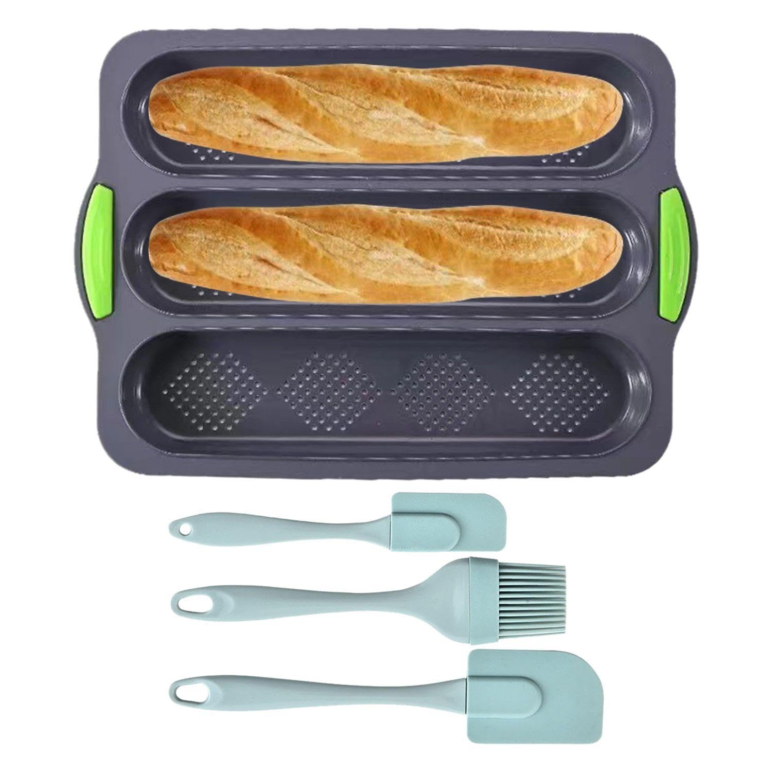 Stampo Per Baguette In Silicone Antiaderente - Teglia Forno Per Pane Francese A 3 Fessure, Lavabile - Foto 9