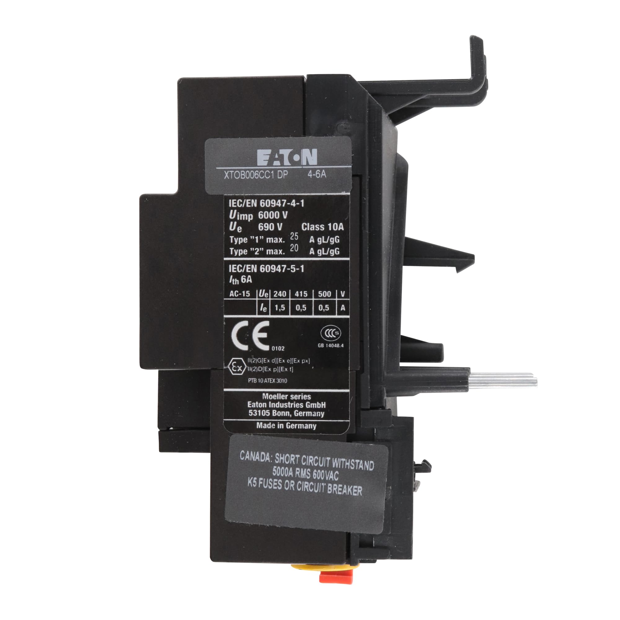 EATON XTOB006CC1DP IEC Overload Relay Module, Frame B, Class 10, 4-6-Amp