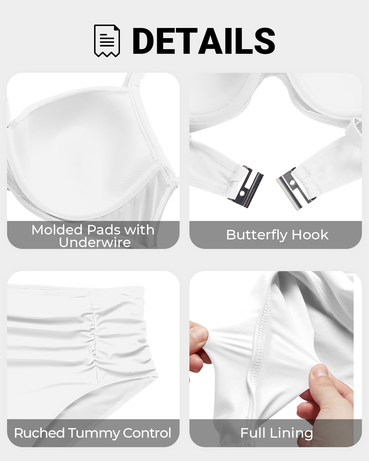 Aqua Eve Women Plus Size Underwire Bikini Two Piece Swimsuit High Waisted Tummy Control Bathing Suit - Image 5