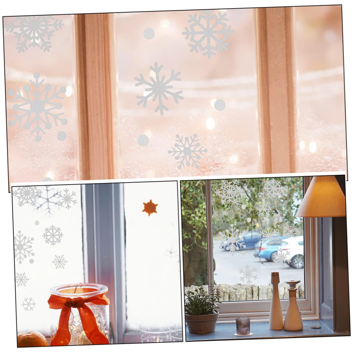 HOMSFOU 5blätter Schneeflocken Fensteraufkleber Glitzer Weihnachts Fenstersticker Bogen Klebebilder Fenster Weihnachten Weihnachtssticker Fenster Fensteraufkleber Weihnachten