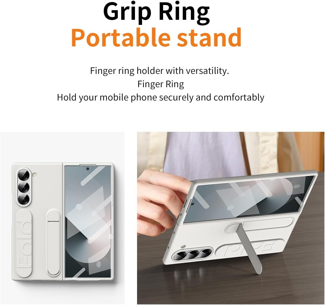 for Samsung Galaxy Z Fold 7 Protect Case with Wristband Stand,Bulit-in Screen & Lens Protection Shockproof Full Body Drop Fall Protection.(White) - Image 5