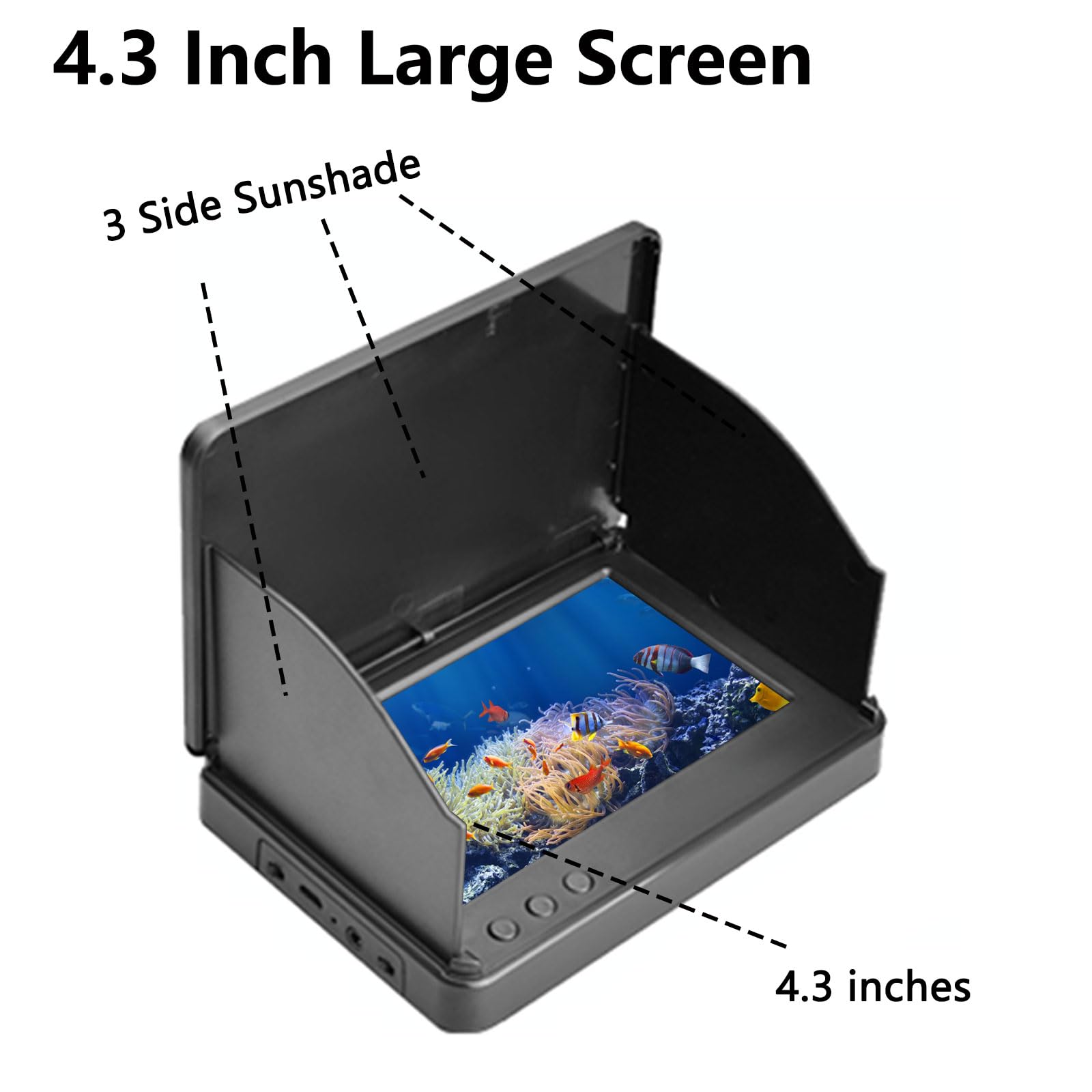 Fotocamera Fish Finder, telecamera da pesca subacquea da 5000 mAh grandangolare con visione notturna a infrarossi, impermeabile IP67, con schermo da 10 cm per ghiaccio, fiume e barca