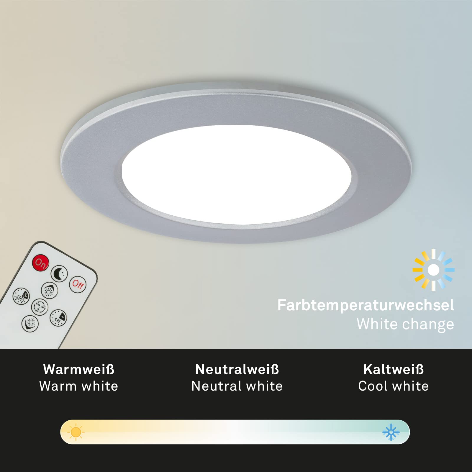 BRILONER - Juego de 3 focos empotrables de LED en el techo, focos empotrables de LED en el baño, focos empotrables en el baño IP44, cromo mate, 92x45 (DxH)