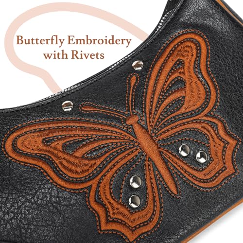 Butterfly Y2k Purse Small Shoulder Bag Vintage Purses for Women with Rivet Design Emo Punk Grunge Handbag3