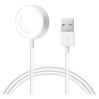 (White Magnetic USB Charger for Ultra Smartwatch (Pack of 1) Wireless Charging Dock Cable compatible with T Series Devices (T800, T900)