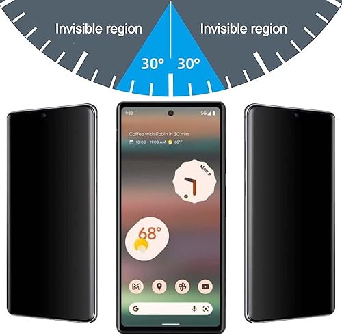 Miniatura 3 de Protector de pantalla de privacidad para Google Pixel 6a, vidrio templado de privacidad, Pixel 6a, dureza 9H antiarañazos, película de vidrio