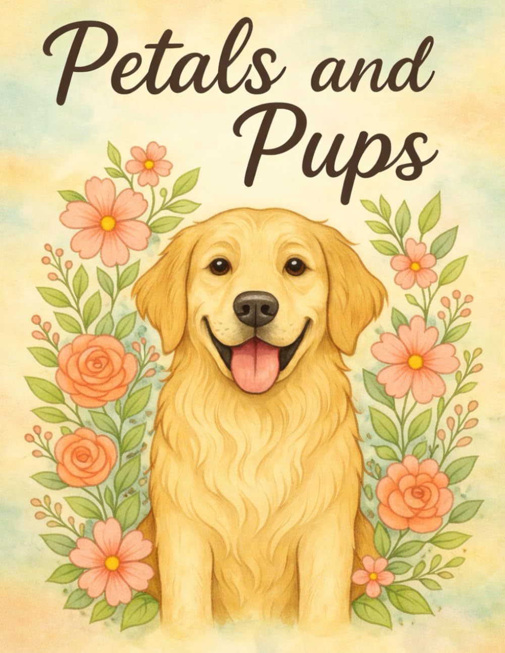 Petals and Pups: a floral coloring book
