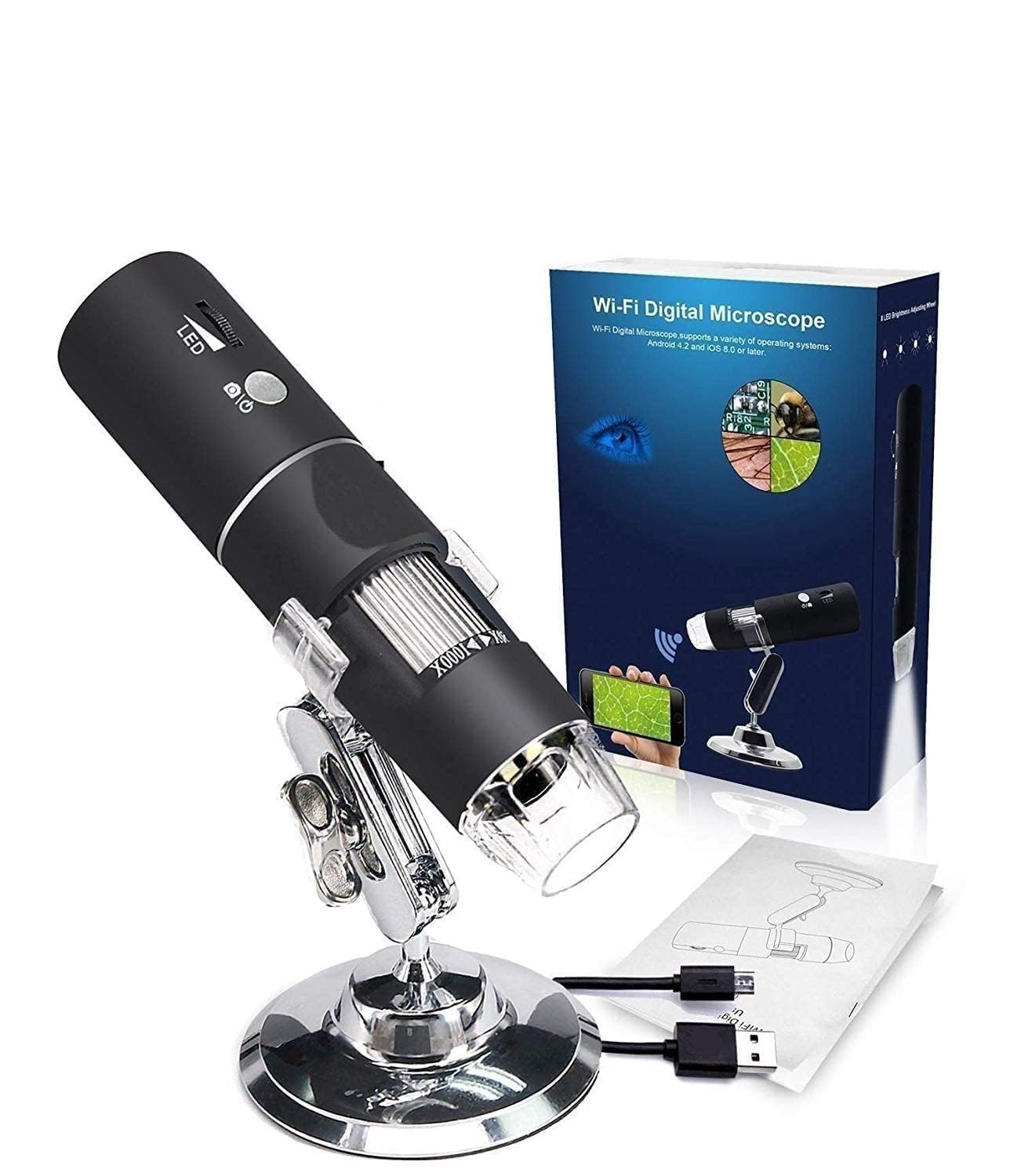 CDL TECH Wireless Digital Microscope, 50X-1000X Magnification WiFi Portable Handheld Microscopes with Adjustable Stand HD USB Microscope Camera Compatible with iPhone Android iPad Windows Mac Computer-image-21