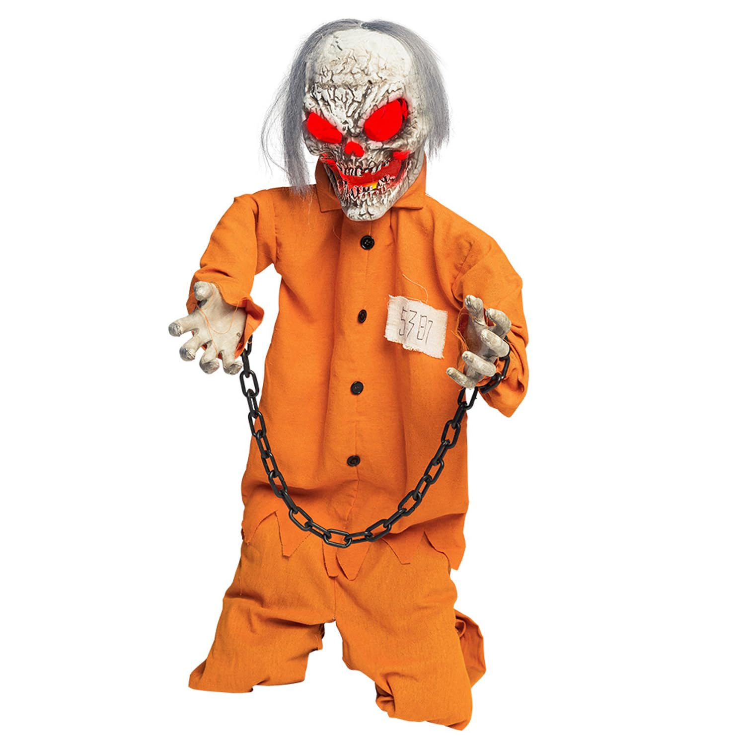 Boland - Dekoration Toter Sträfling, 100 cm | Mit Licht, Sound und Bewegung, stehende Figur für Karneval und Horror Mottoparty